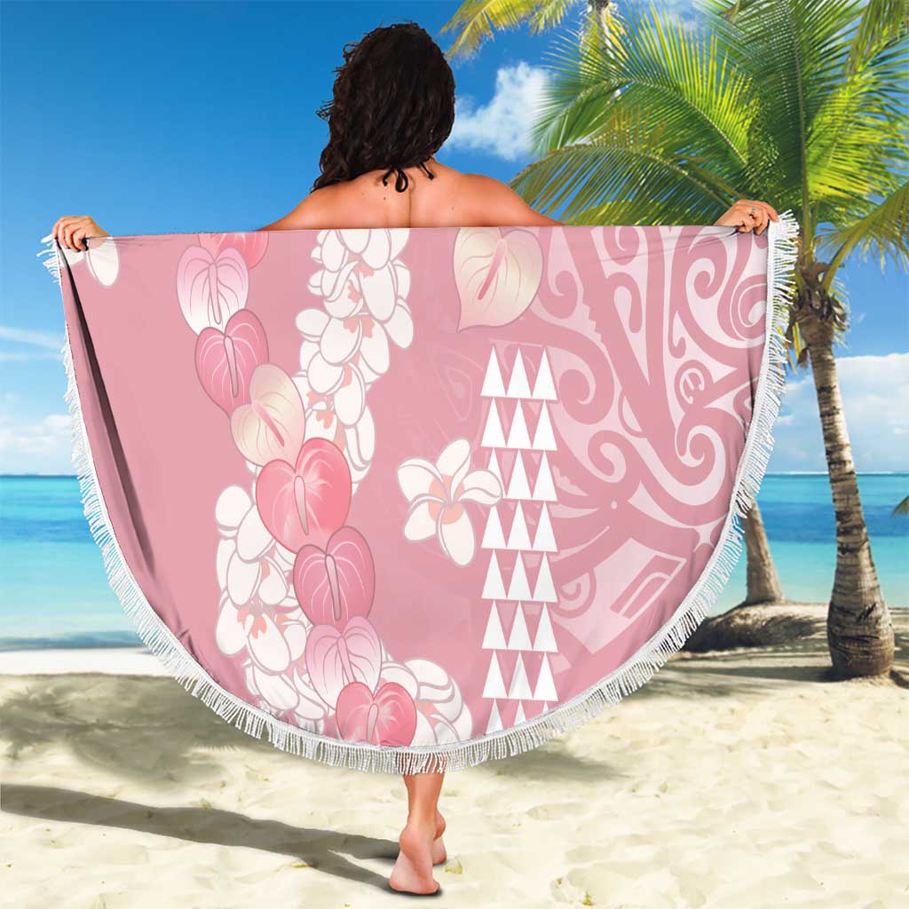 Soft Pink Hawaii Anthurium Plumeria Lei Beach Blanket LT9 - Polynesian Pride