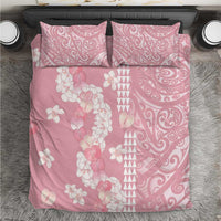 Soft Pink Hawaii Anthurium Plumeria Lei Bedding Set
