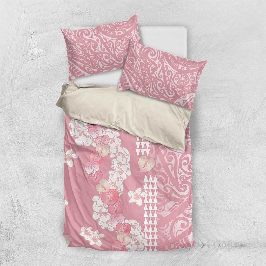 Soft Pink Hawaii Anthurium Plumeria Lei Bedding Set