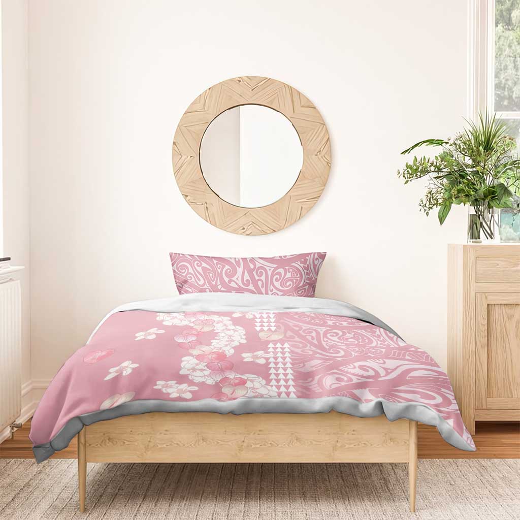 Soft Pink Hawaii Anthurium Plumeria Lei Bedding Set
