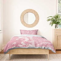 Soft Pink Hawaii Anthurium Plumeria Lei Bedding Set