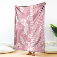 Soft Pink Hawaii Anthurium Plumeria Lei Blanket LT9 - Polynesian Pride
