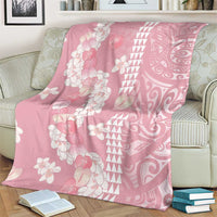 Soft Pink Hawaii Anthurium Plumeria Lei Blanket LT9 - Polynesian Pride