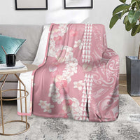 Soft Pink Hawaii Anthurium Plumeria Lei Blanket LT9 - Polynesian Pride
