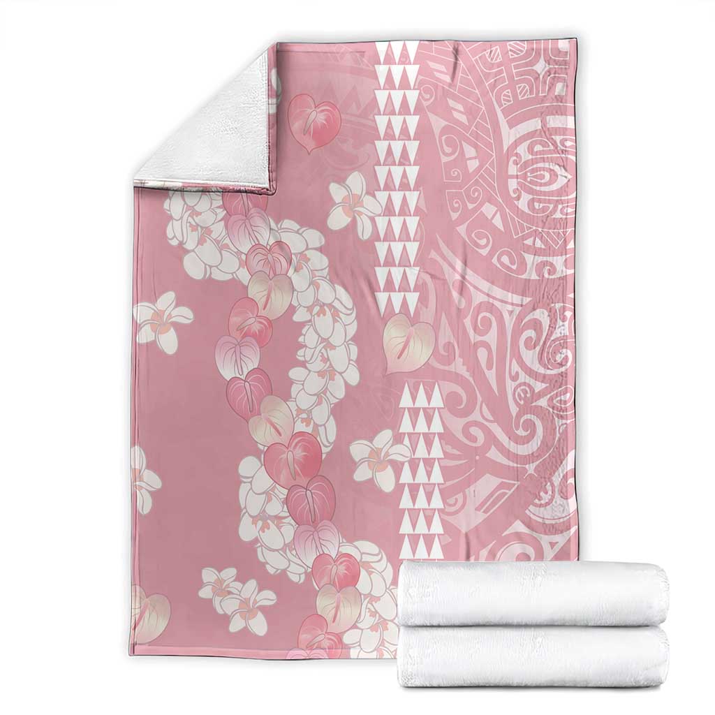 Soft Pink Hawaii Anthurium Plumeria Lei Blanket LT9 - Polynesian Pride