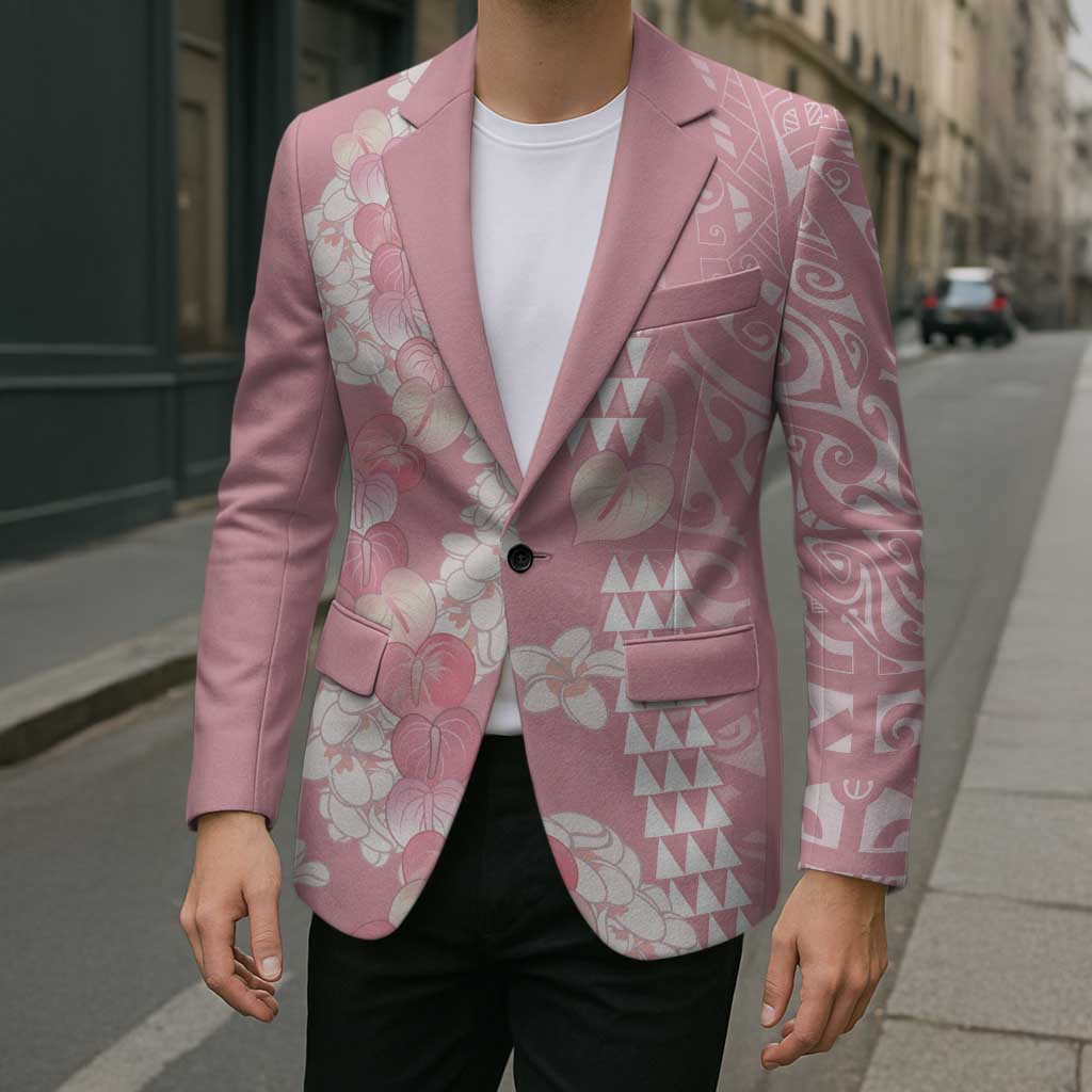 Soft Pink Hawaii Anthurium Plumeria Lei Blazer LT9 - Polynesian Pride