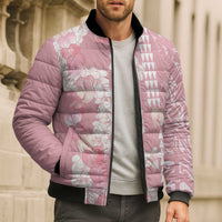 Soft Pink Hawaii Anthurium Plumeria Lei Bomber Puffer Jacket LT9 - Polynesian Pride