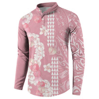 Soft Pink Hawaii Anthurium Plumeria Lei Button Sweatshirt LT9 - Polynesian Pride