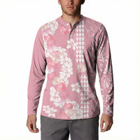 Soft Pink Hawaii Anthurium Plumeria Lei Button Sweatshirt LT9 - Polynesian Pride