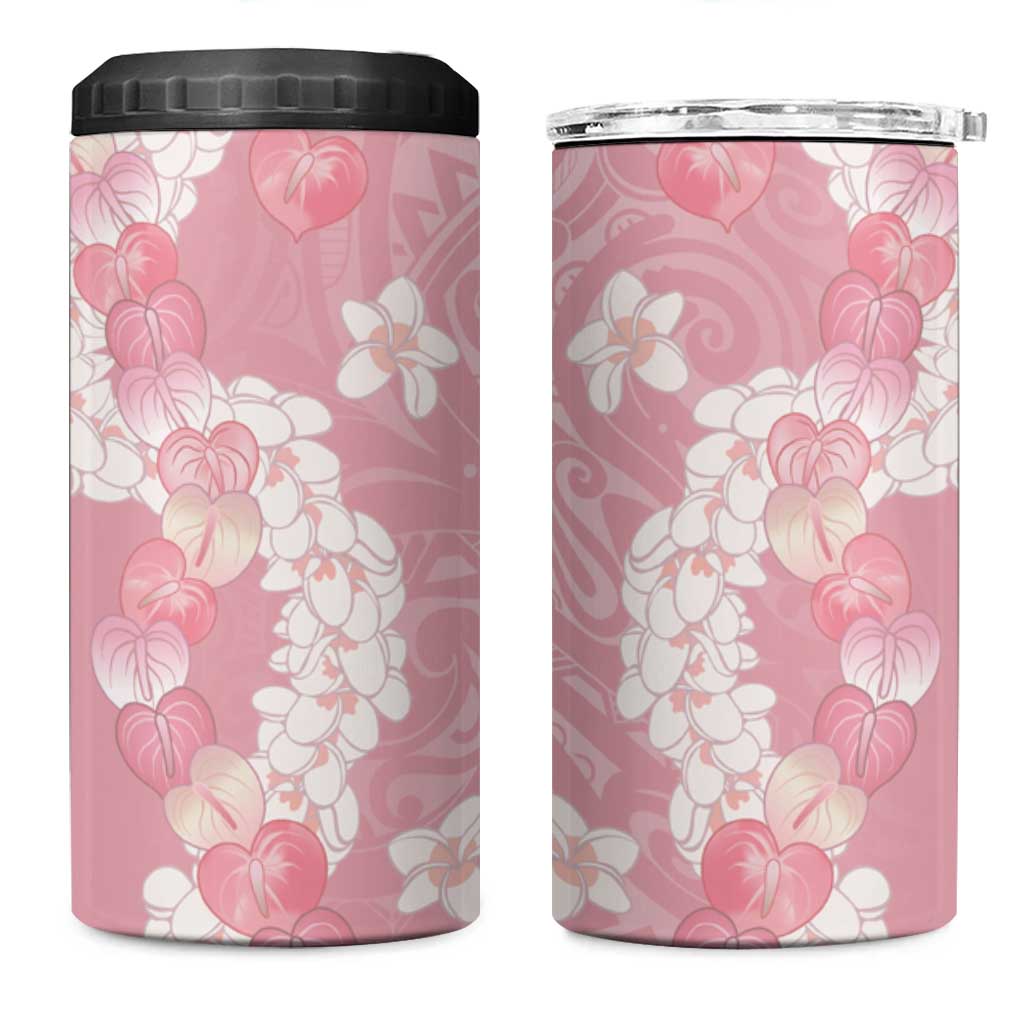 Soft Pink Hawaii Anthurium Plumeria Lei 4 in 1 Can Cooler Tumbler LT9 One Size: 16 oz Pink - Polynesian Pride