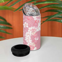 Soft Pink Hawaii Anthurium Plumeria Lei 4 in 1 Can Cooler Tumbler LT9 - Polynesian Pride