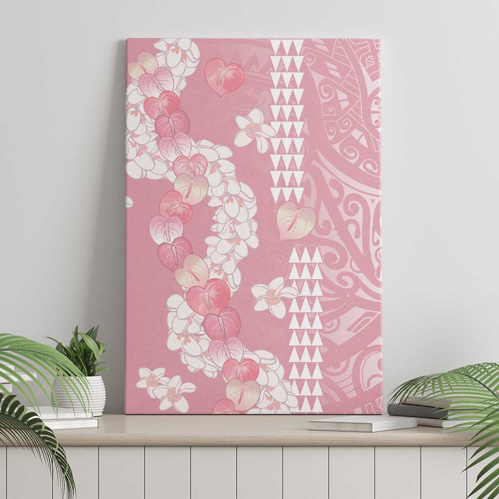 Soft Pink Hawaii Anthurium Plumeria Lei Canvas Wall Art LT9 - Polynesian Pride