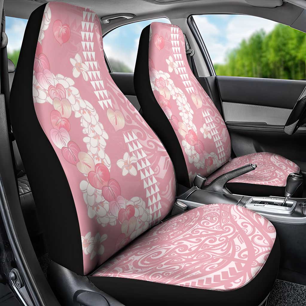 Soft Pink Hawaii Anthurium Plumeria Lei Car Seat Cover LT9 - Polynesian Pride