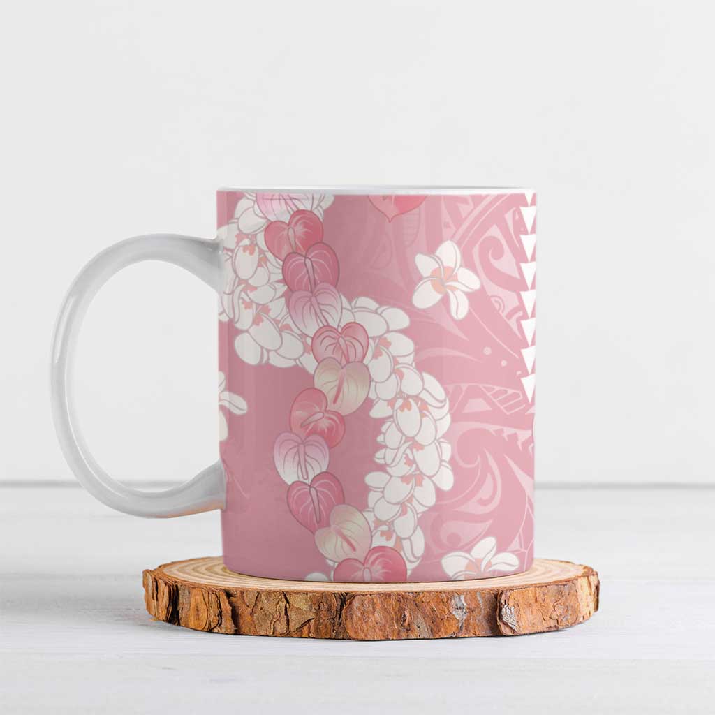 Soft Pink Hawaii Anthurium Plumeria Lei Ceramic Mug LT9 Pink - Polynesian Pride