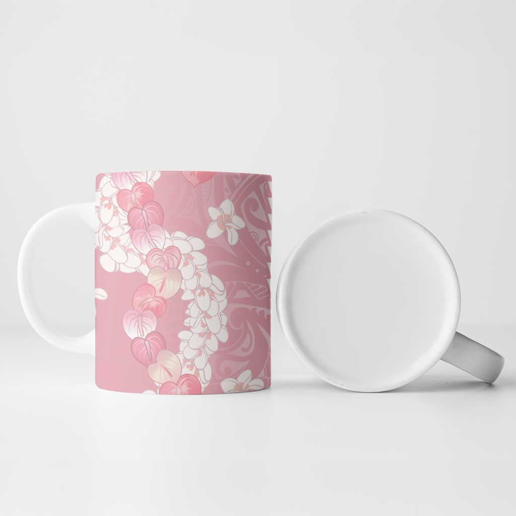 Soft Pink Hawaii Anthurium Plumeria Lei Ceramic Mug LT9 - Polynesian Pride