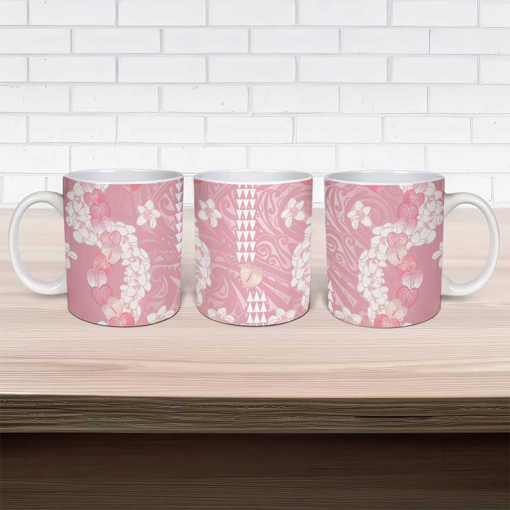 Soft Pink Hawaii Anthurium Plumeria Lei Ceramic Mug LT9 - Polynesian Pride