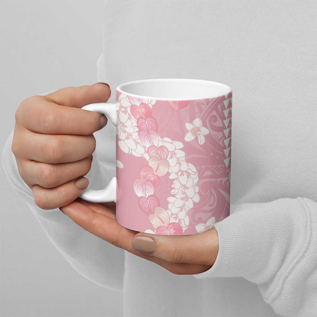Soft Pink Hawaii Anthurium Plumeria Lei Ceramic Mug LT9 - Polynesian Pride
