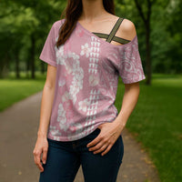 Soft Pink Hawaii Anthurium Plumeria Lei Cross Shoulder Shirt LT9 - Polynesian Pride