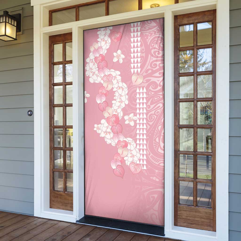 Soft Pink Hawaii Anthurium Plumeria Lei Door Cover LT9 - Polynesian Pride
