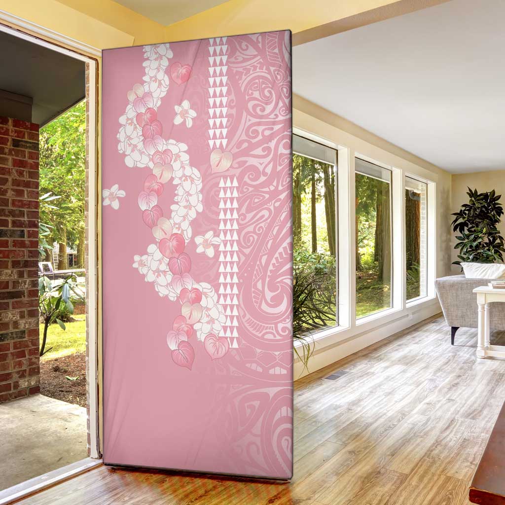 Soft Pink Hawaii Anthurium Plumeria Lei Door Cover LT9 - Polynesian Pride