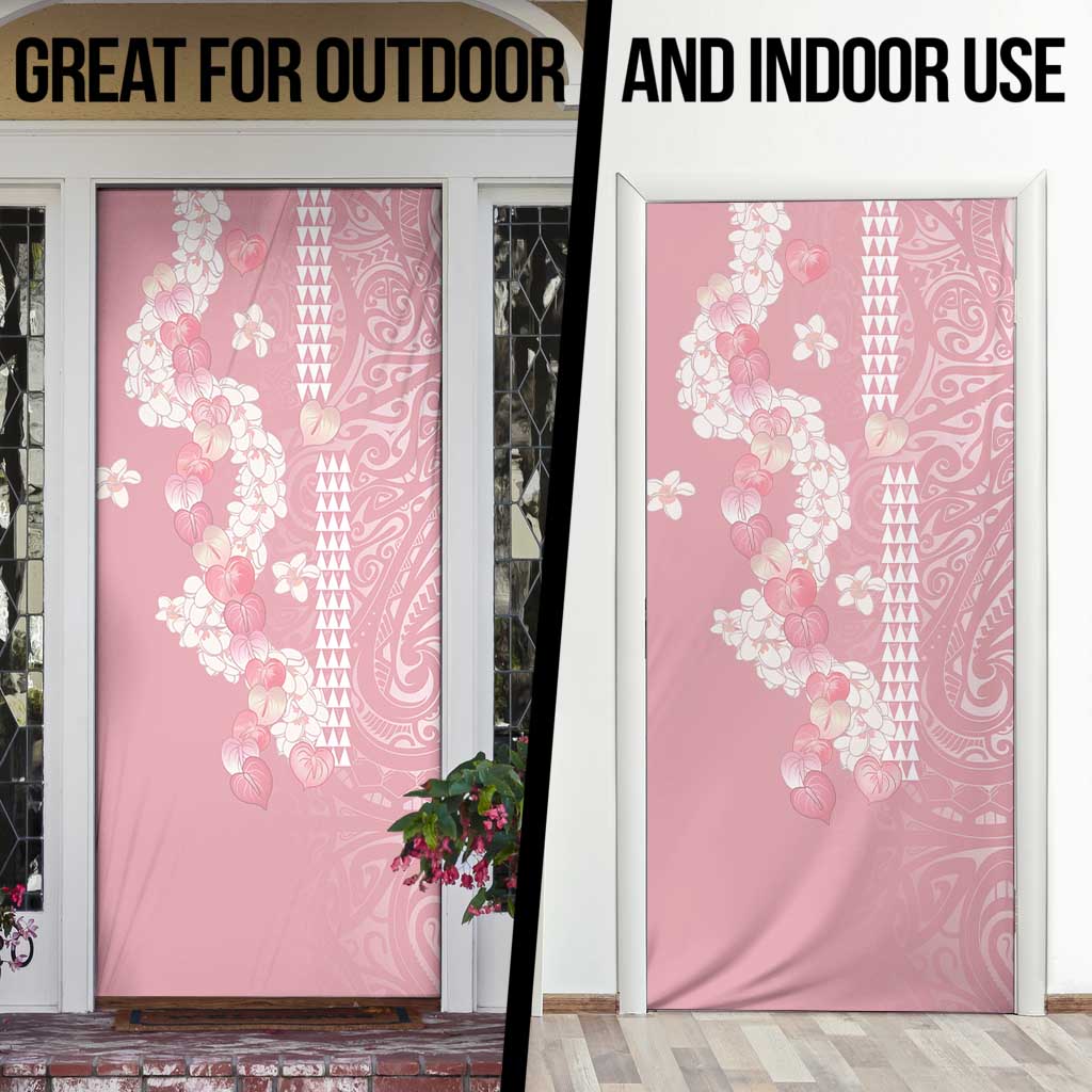Soft Pink Hawaii Anthurium Plumeria Lei Door Cover LT9 - Polynesian Pride