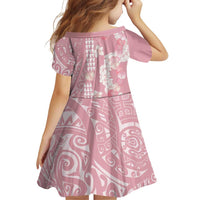 Soft Pink Hawaii Anthurium Plumeria Lei Family Matching Off Shoulder Maxi Dress and Hawaiian Shirt