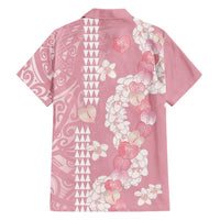 Soft Pink Hawaii Anthurium Plumeria Lei Family Matching Summer Maxi Dress and Hawaiian Shirt