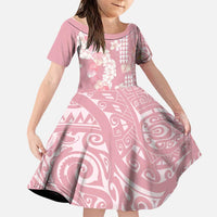 Soft Pink Hawaii Anthurium Plumeria Lei Family Matching Tank Maxi Dress and Hawaiian Shirt