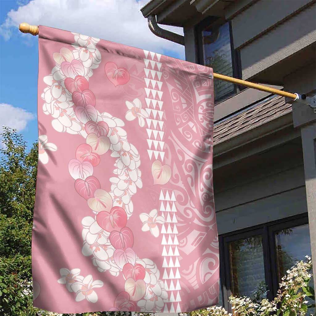 Soft Pink Hawaii Anthurium Plumeria Lei Garden Flag LT9 - Polynesian Pride