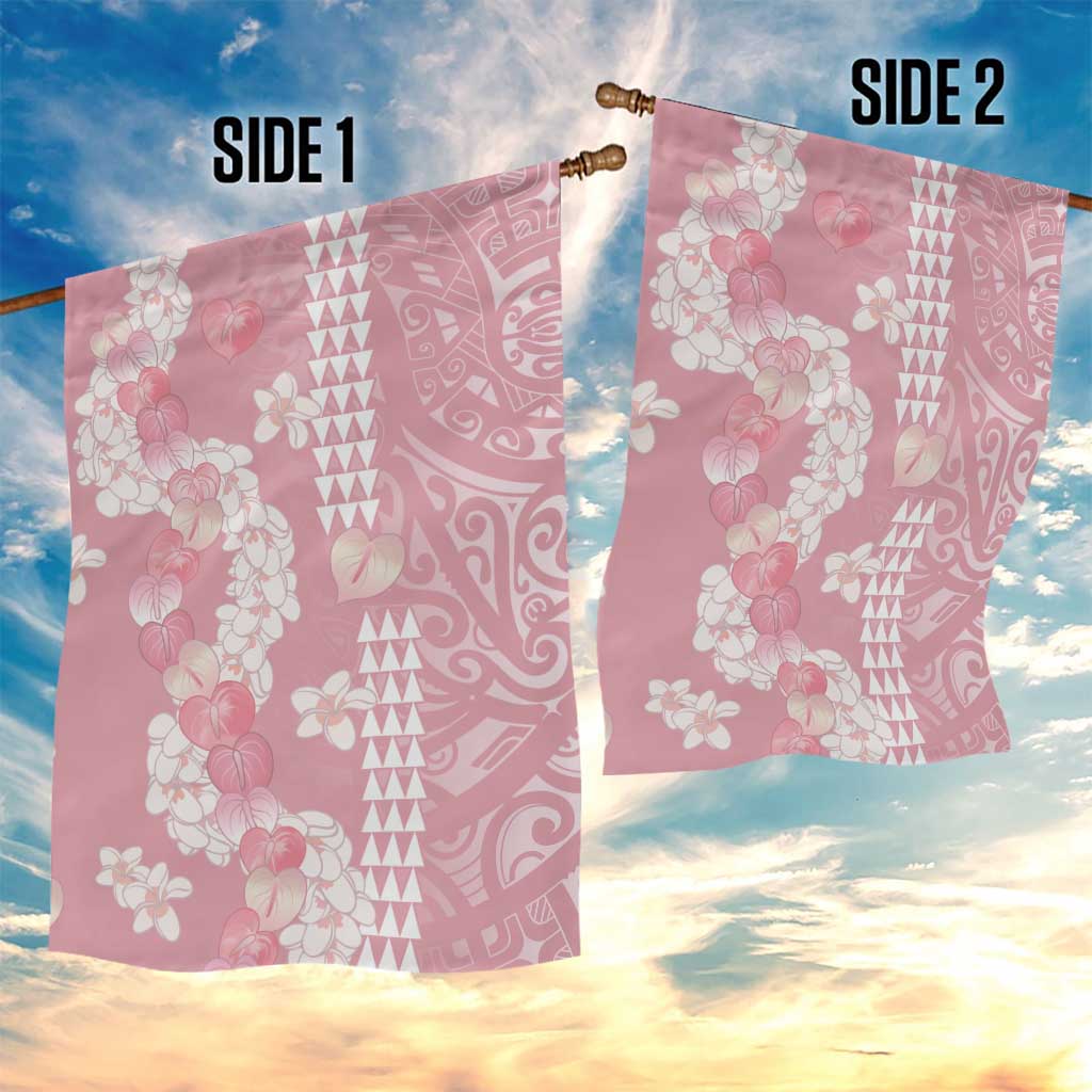 Soft Pink Hawaii Anthurium Plumeria Lei Garden Flag LT9 - Polynesian Pride