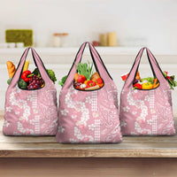 Soft Pink Hawaii Anthurium Plumeria Lei Grocery Bag