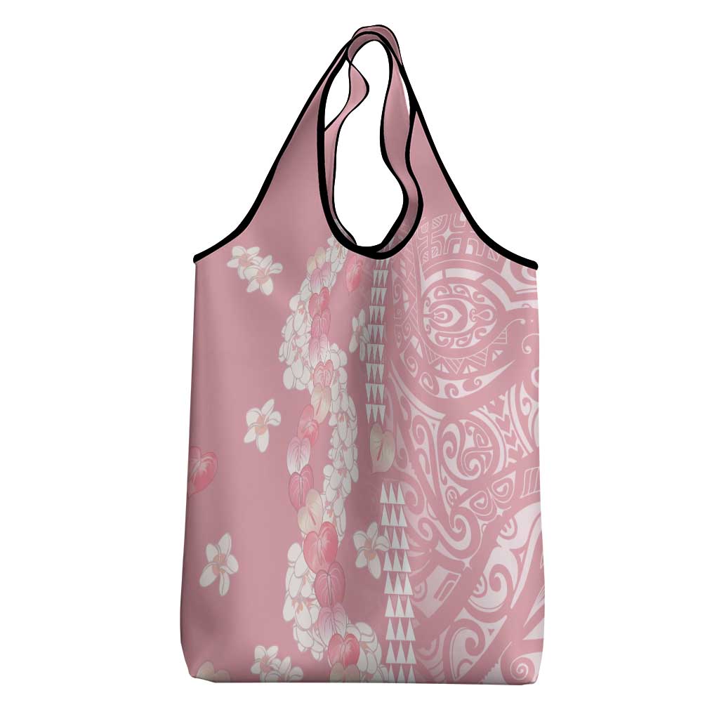 Soft Pink Hawaii Anthurium Plumeria Lei Grocery Bag