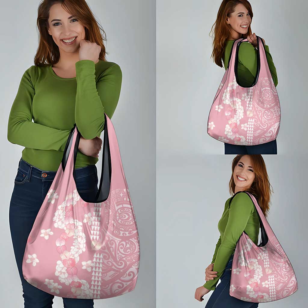 Soft Pink Hawaii Anthurium Plumeria Lei Grocery Bag