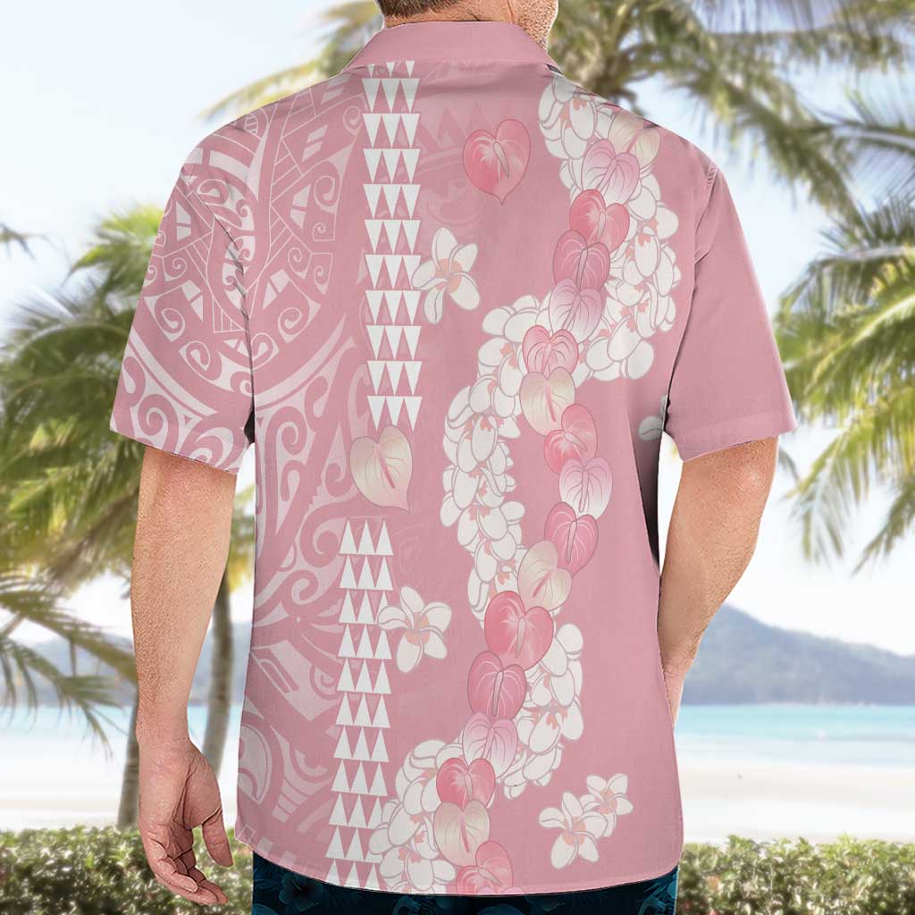 Soft Pink Hawaii Anthurium Plumeria Lei Hawaiian Shirt