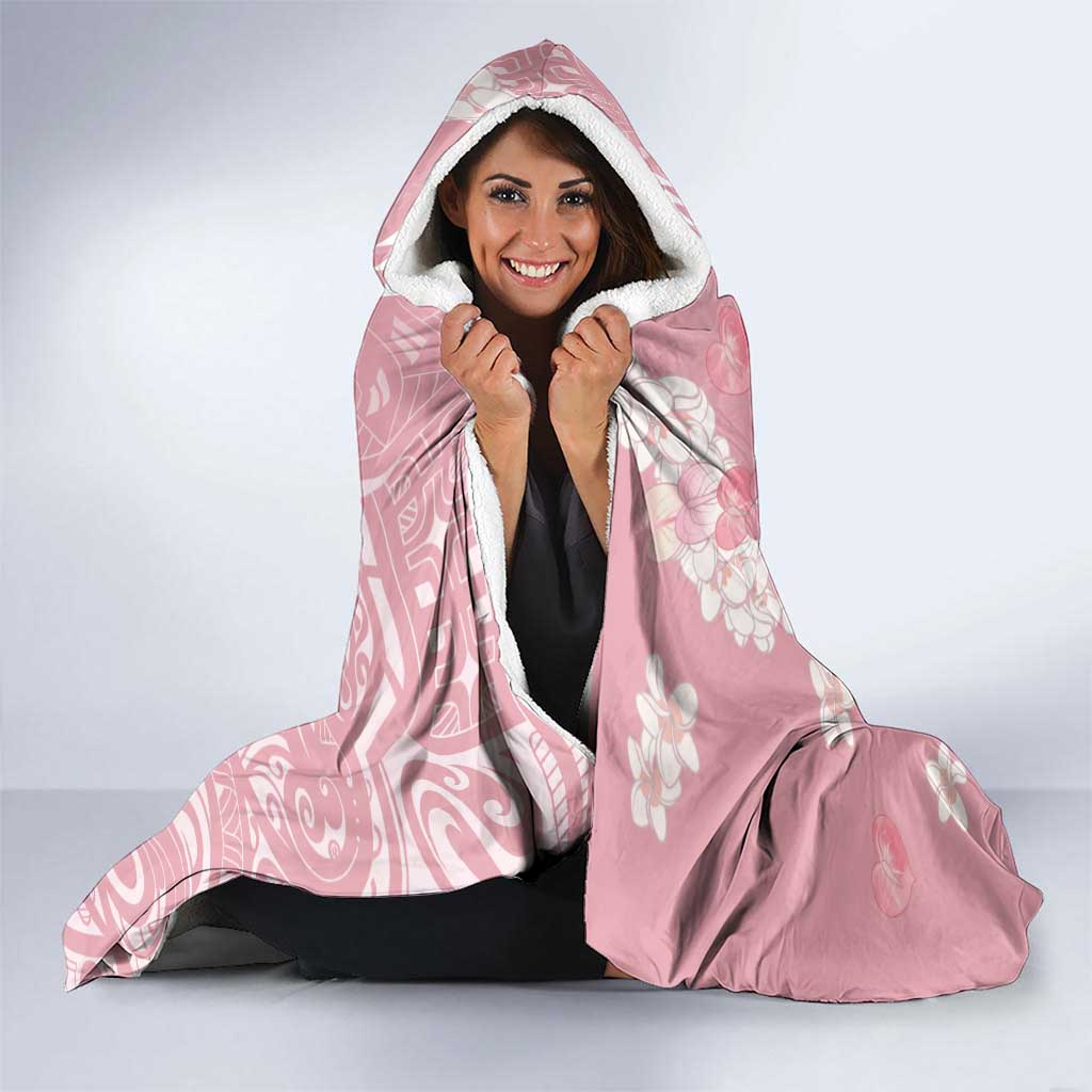 Soft Pink Hawaii Anthurium Plumeria Lei Hooded Blanket LT9 - Polynesian Pride