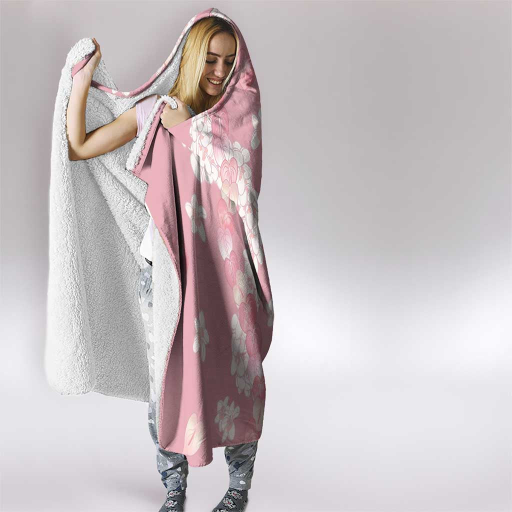 Soft Pink Hawaii Anthurium Plumeria Lei Hooded Blanket LT9 - Polynesian Pride