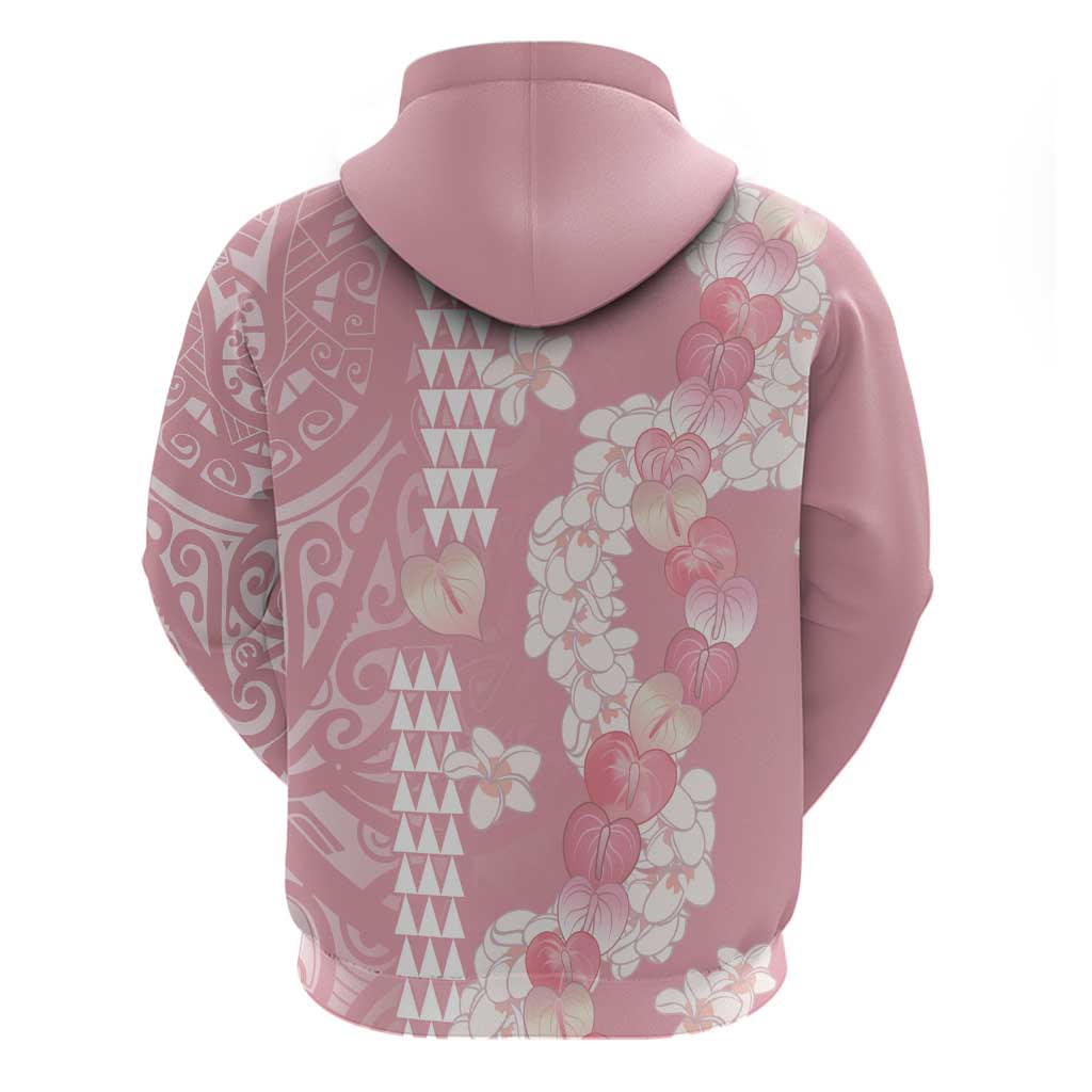 Soft Pink Hawaii Anthurium Plumeria Lei Hoodie LT9 - Polynesian Pride