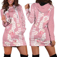 Soft Pink Hawaii Anthurium Plumeria Lei Hoodie Dress LT9 - Polynesian Pride