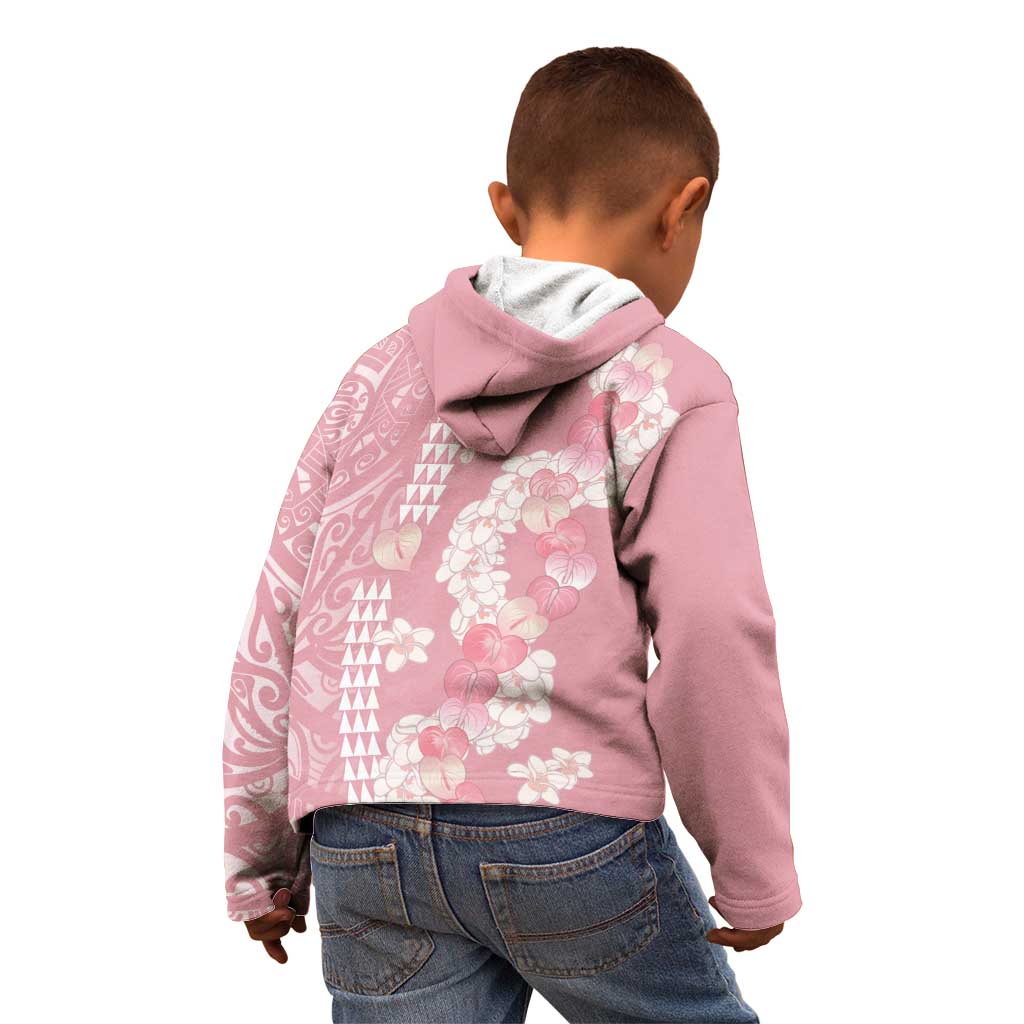 Soft Pink Hawaii Anthurium Plumeria Lei Kid Hoodie LT9 - Polynesian Pride