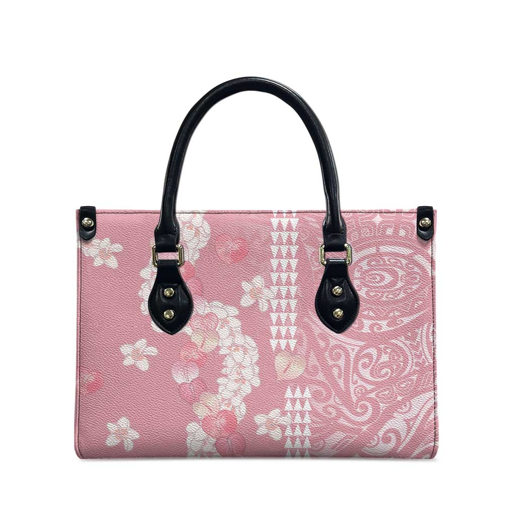Soft Pink Hawaii Anthurium Plumeria Lei Leather Bag LT9 - Polynesian Pride