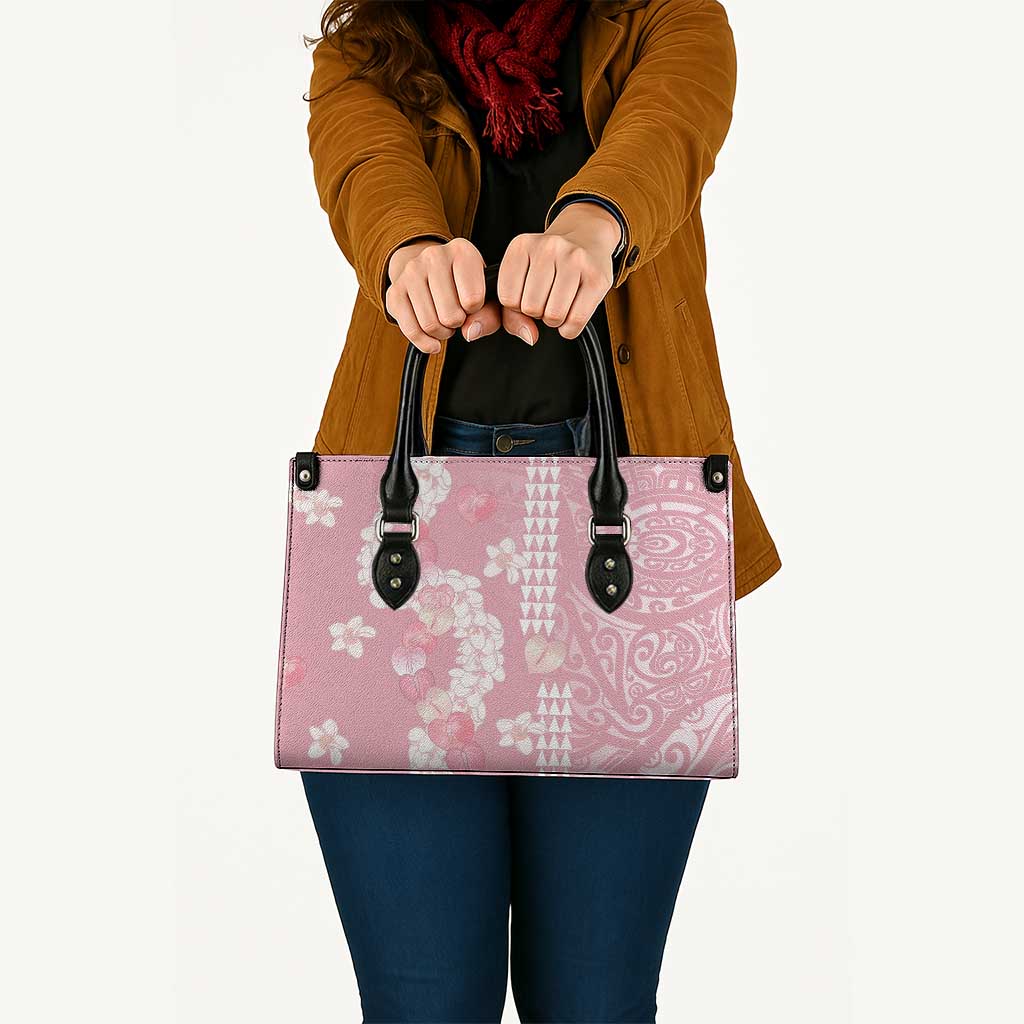 Soft Pink Hawaii Anthurium Plumeria Lei Leather Bag LT9 - Polynesian Pride