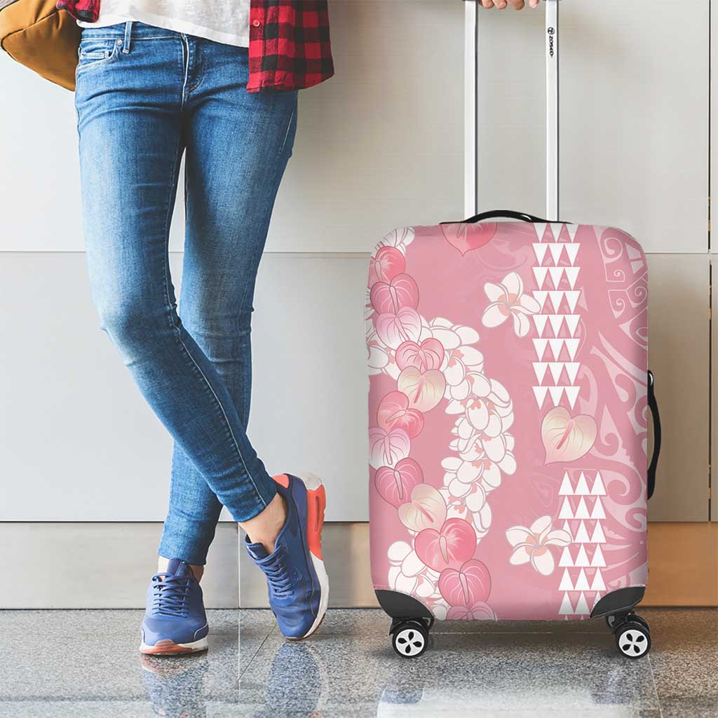 Soft Pink Hawaii Anthurium Plumeria Lei Luggage Cover LT9 - Polynesian Pride