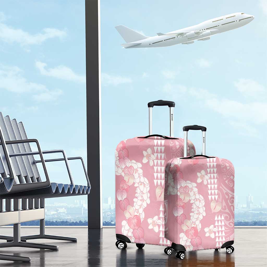 Soft Pink Hawaii Anthurium Plumeria Lei Luggage Cover LT9 - Polynesian Pride