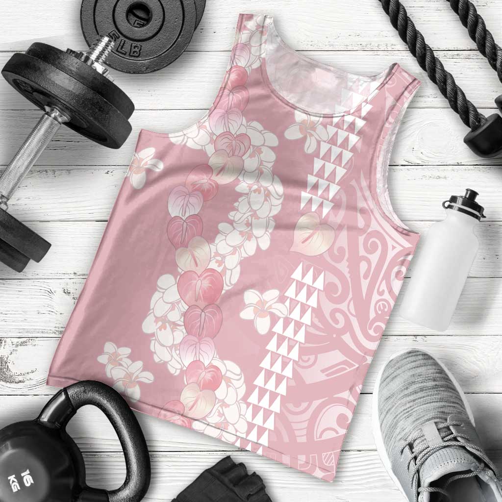 Soft Pink Hawaii Anthurium Plumeria Lei Men Tank Top LT9 - Polynesian Pride