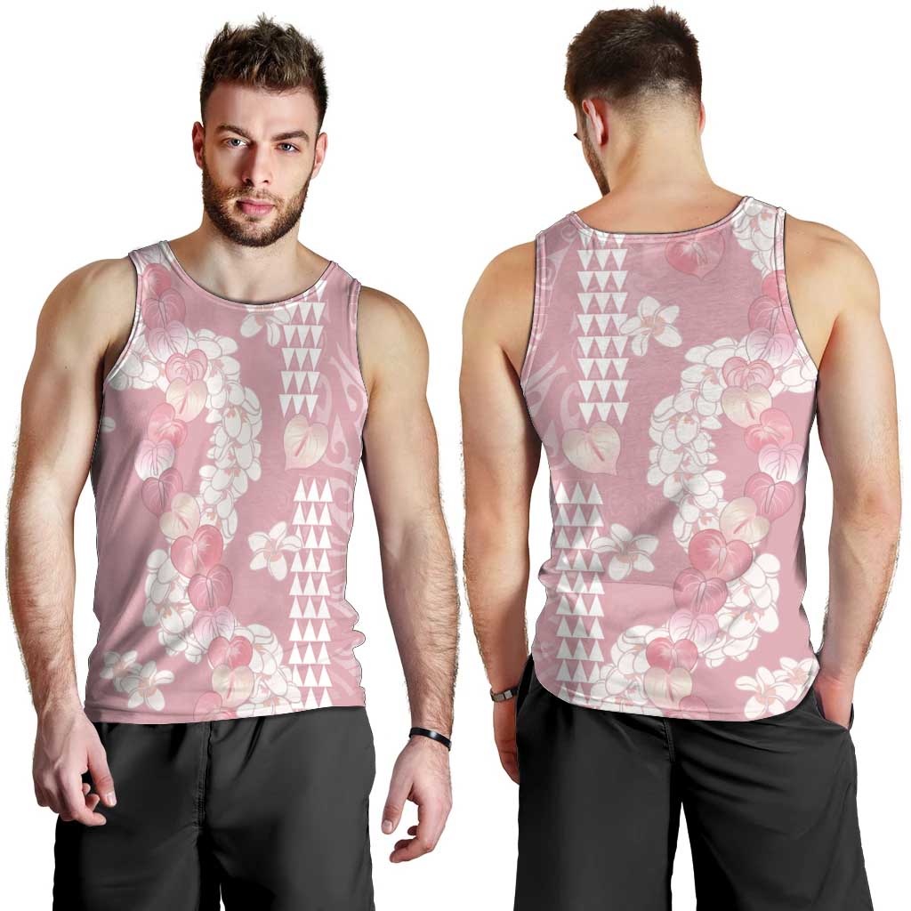 Soft Pink Hawaii Anthurium Plumeria Lei Men Tank Top LT9 - Polynesian Pride