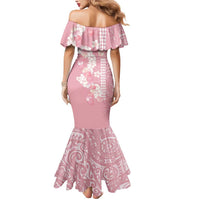 Soft Pink Hawaii Anthurium Plumeria Lei Mermaid Dress LT9 - Polynesian Pride