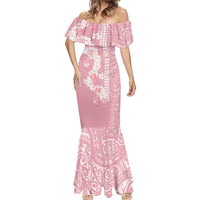 Soft Pink Hawaii Anthurium Plumeria Lei Mermaid Dress LT9 - Polynesian Pride