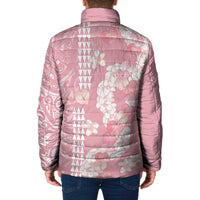 Soft Pink Hawaii Anthurium Plumeria Lei Padded Jacket LT9 - Polynesian Pride