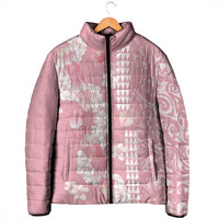Soft Pink Hawaii Anthurium Plumeria Lei Padded Jacket LT9 - Polynesian Pride