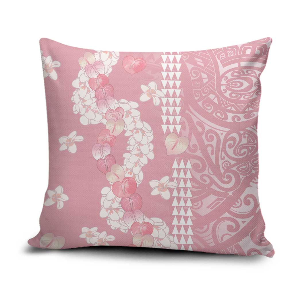 Soft Pink Hawaii Anthurium Plumeria Lei Pillow Cover LT9 Pink - Polynesian Pride